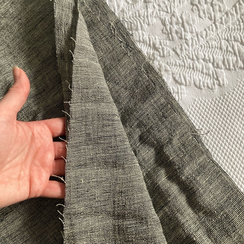 2 yards Fabric vintage 90s Linen blend Caroline Rose Couture woven black white